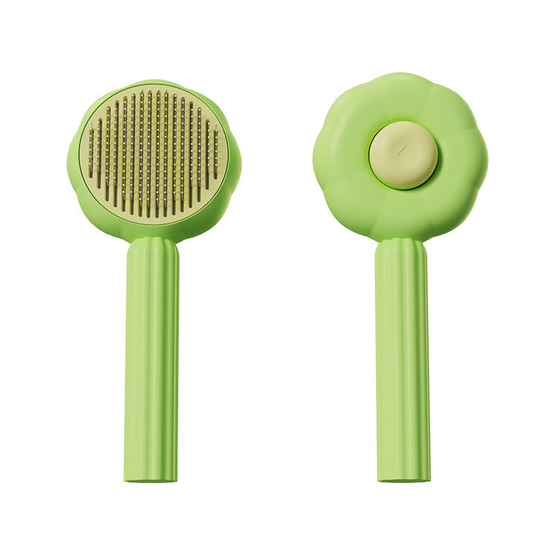 Self-Cleaning Sunflower Pet Comb – Cat & Dog Grooming & Hair Remover