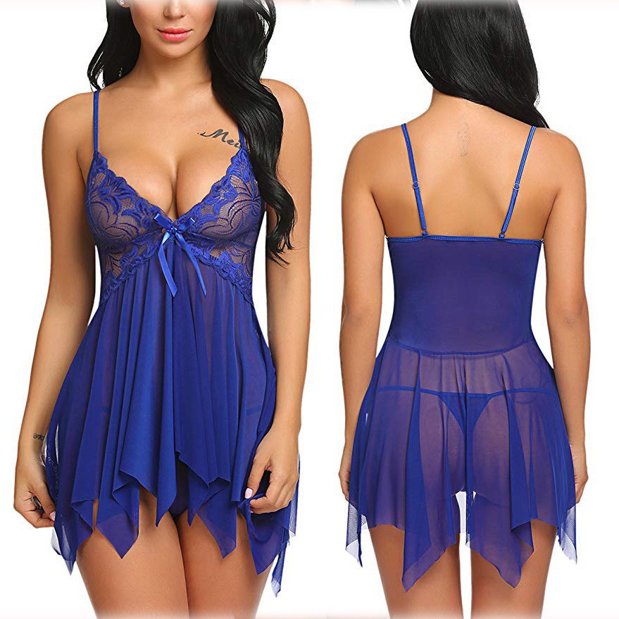 Mesh Sexy Lingerie Two-Piece Suspender Nightgown Set