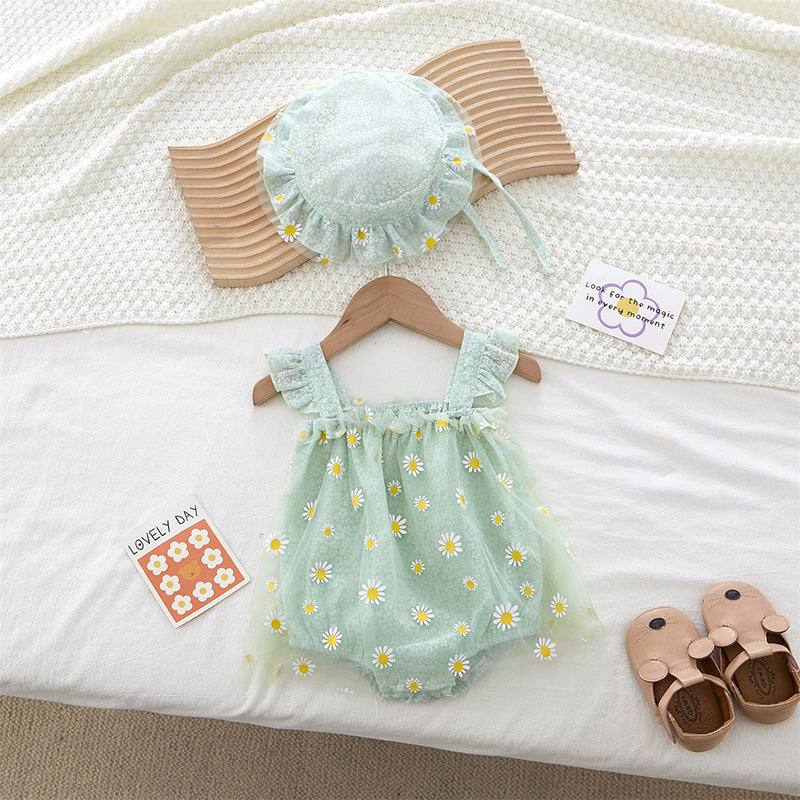 Cute Baby Girl Romper — Sleeveless Halter Chrysanthemum Princess Bodysuit