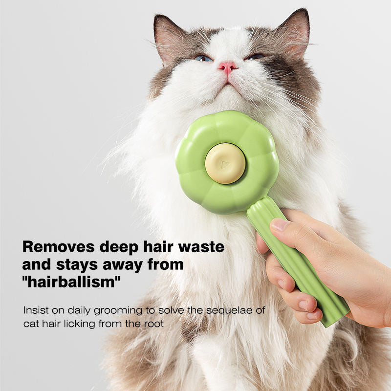 Self-Cleaning Sunflower Pet Comb – Cat & Dog Grooming & Hair Remover