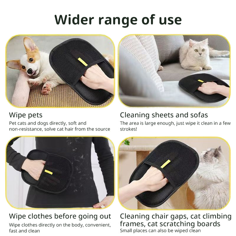 3-in-1 Pet Hair Removal Gloves – Grooming, Deshedding & Surface Cleaner