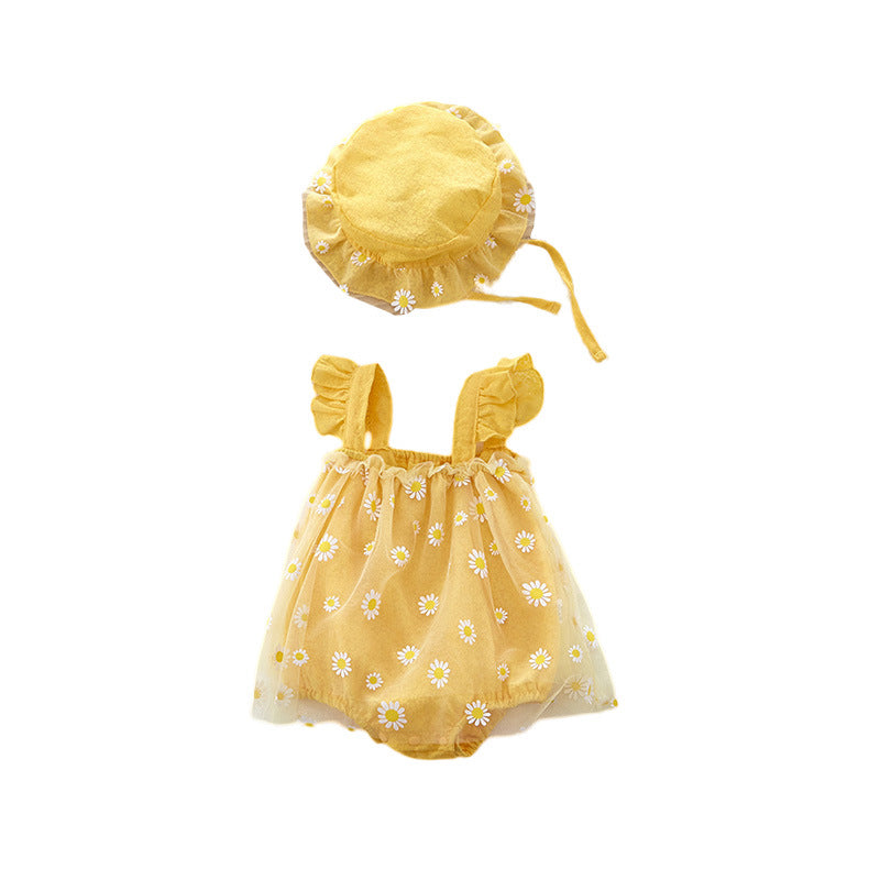 Cute Baby Girl Romper — Sleeveless Halter Chrysanthemum Princess Bodysuit