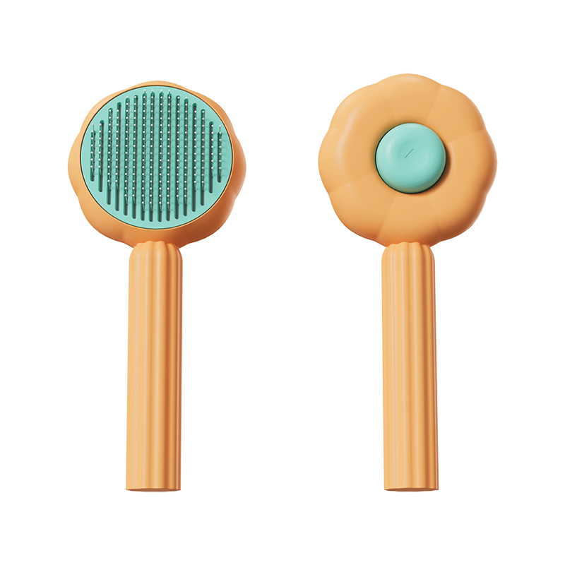 Self-Cleaning Sunflower Pet Comb – Cat & Dog Grooming & Hair Remover